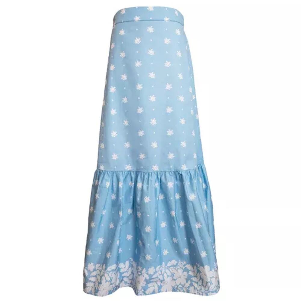 The Avenue Floral Blue Tiered Midi Skirt Size M